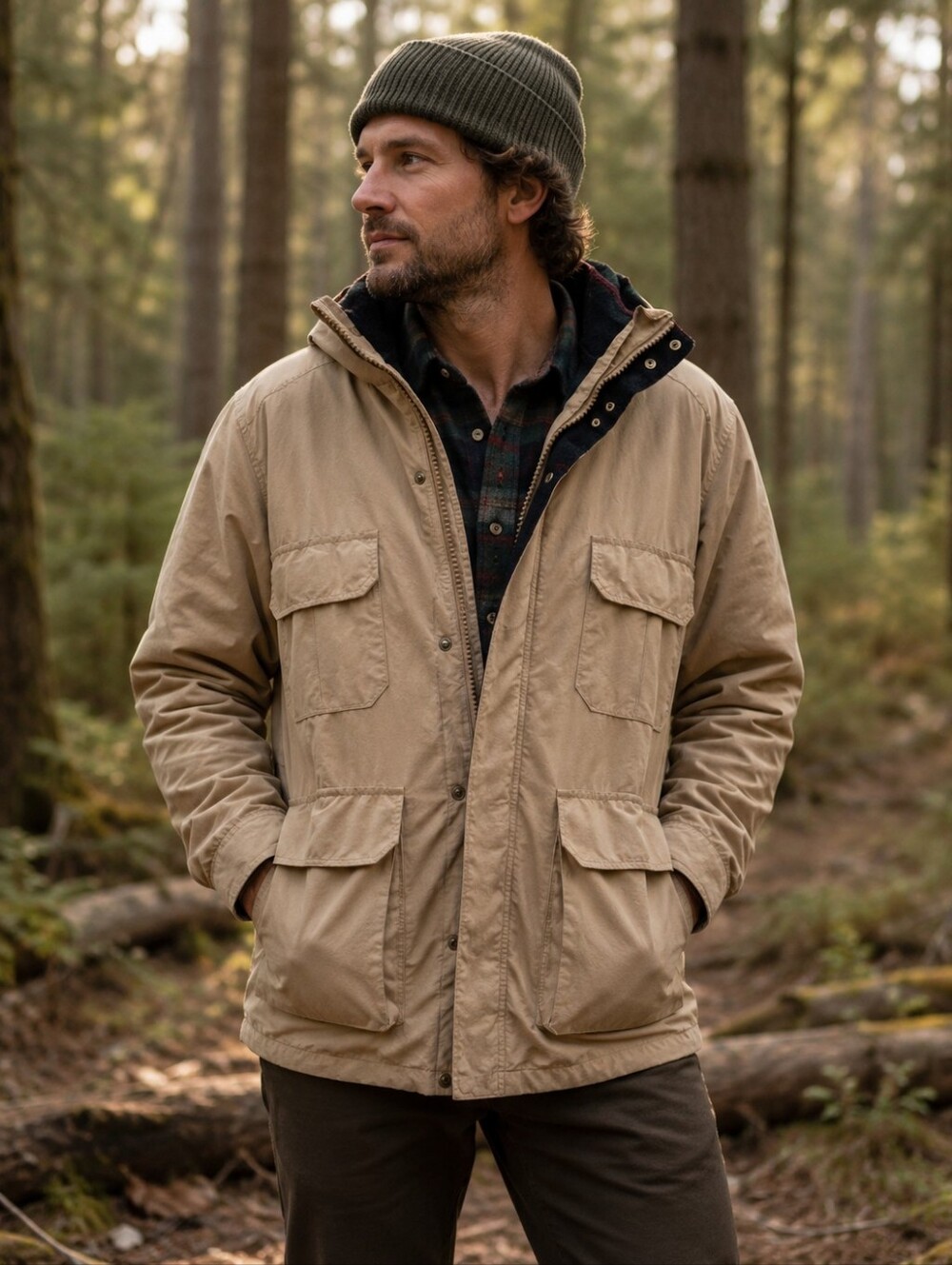 Woolrich,Vintage Hooded Wool-Lined Men's Tan Fisherman Parka Outdoor Jacket,XL - Picture 1 of 10
